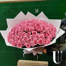 Bukiet „101 różowa róża”