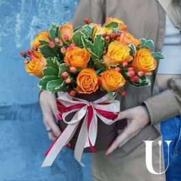 Kwiaty w pudełku „Pomarańczka”